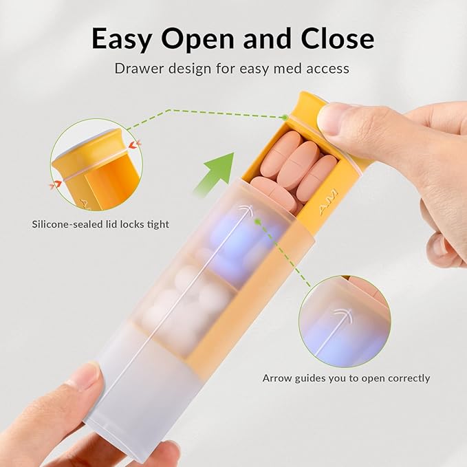 Weekly Pill Organizer 3X a Day, Detachable Pill Box 7 Day, Large 3 Times Daily Pill Case, Travel Pill Container Holder, Week Medication Dispenser Pillbox for Vitamin Supplement Medicine, White