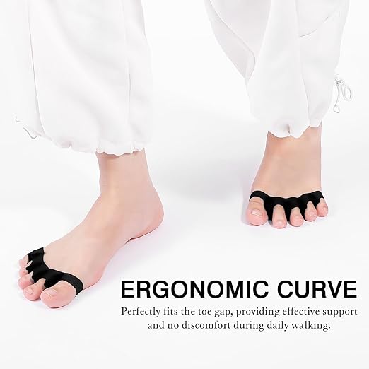 Toe Spacers for Women and Men, Toe Separators for Pedicure, Bunion Corrector, Hammer Toe Straightener, Plantar Fasciitis, Toe Spreaders for Foot Pain Relief and Foot Health. (2, Black)