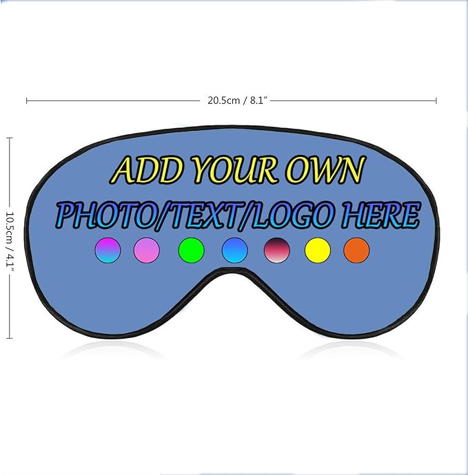 Personalized Eye Mask, Custom Eyeshade Blindfold Add Your Design Image Text Customized Eye Cover with Adjustable Strap for Sleeping Travel Work Naps Blocks Light, Dutch Blue