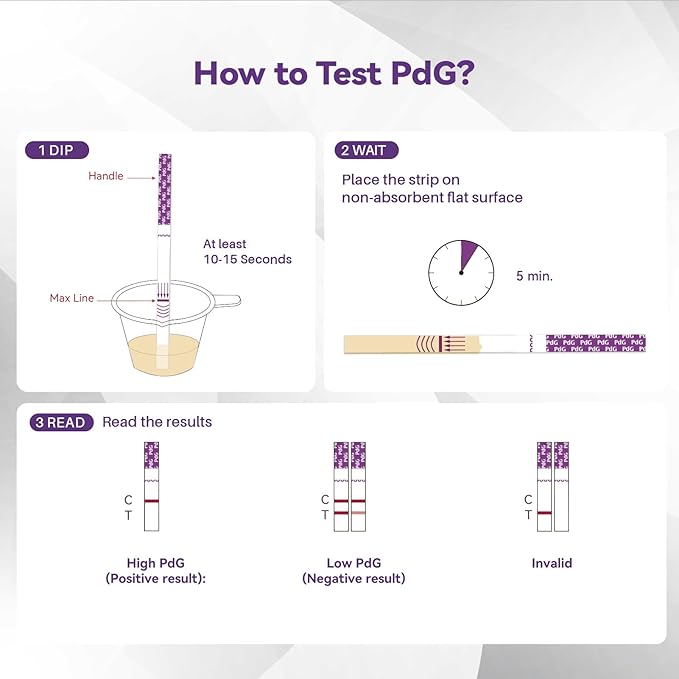 PdG Test Strips for Women 5 Packs, Up to 96% Detection Accuracy, Professional-Grade & Lab-Tested Precision, At-Home Fertility Ovulation Test, Progesterone Urine Test, Individually Wrapped