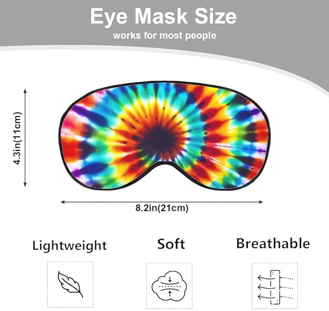 Rainbow Color Eye Mask Sleeping Mask Tie Dye Swirl Sleep Masks Silky Soft Eye Cover for Women Men Shading Blindfold for Air Travel Sleeping