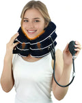 Cervical Neck Traction Device for Home Use Pain Relief,Neck Stretcher,Inflatable Support Neck Brace Adjustable,Neck Stress Relief&Relaxation Metal Valve TPU Liner with Air-Tightness(Blue)