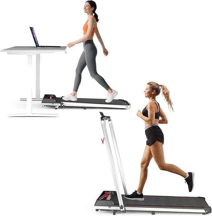 Treadmill with Handles, 2.5HP Walking Pad Treadmills with Handle Bar, Under Desk Treadmill with Remote Control LED Display, Electric Treadmills for Home Small, 270LBS Capacity