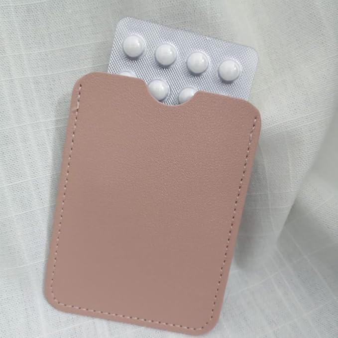 Birth Control Pill Case Holder Credit Card Sleeve Slim Wallet Women Gift (Pink)
