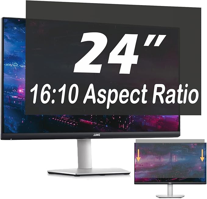 24 Inch Privacy Screen for Computer Monitor, 16:10 Anti-Spy Filter for Laptop & PC Display, Blue Light Blocking Anti-Glare Reversible Protector Film, Easy Slide-Mount Installation(24 Inch Widescreen(16:10))