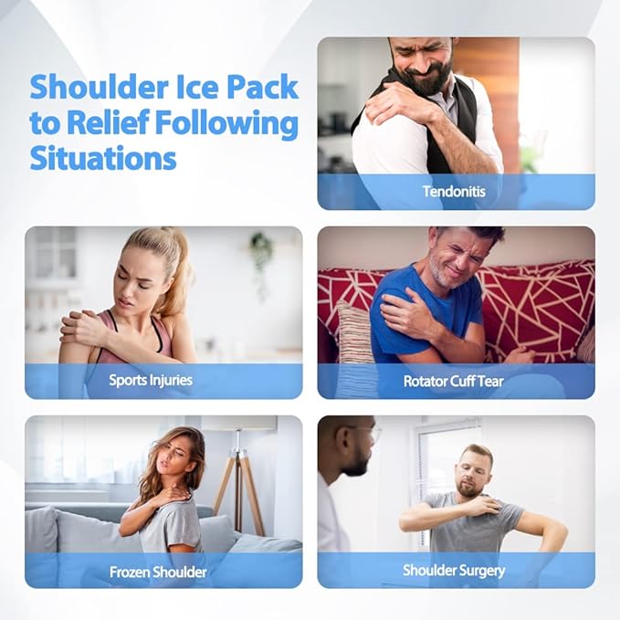 3D XL Shoulder Ice Pack Wrap, Shoulder Brace with Ice Pack Hot Cold Therapy for Sports Injuries, Bursitis, Tendinitis, Surgery Recovery, Rotator Cuff Arm Pain Relief