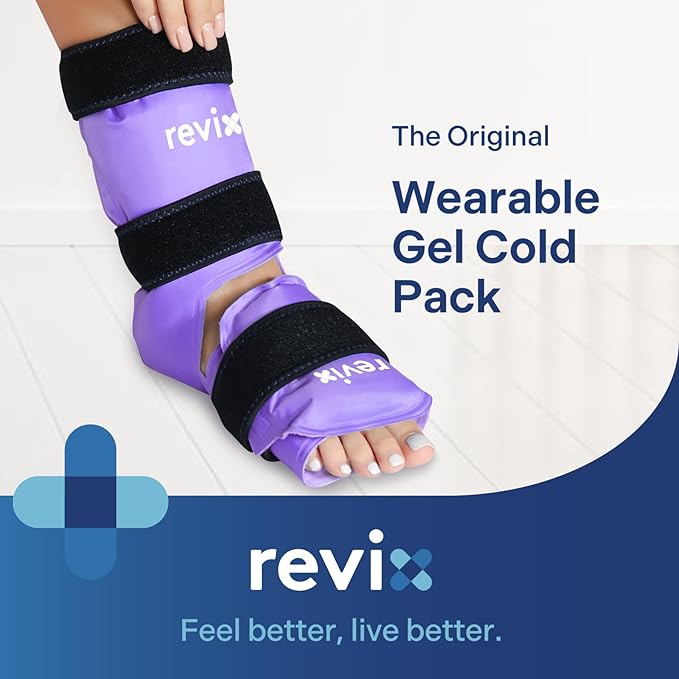 REVIX Ankle Ice Pack Wrap Reusable Gel Foot Cold Pack for Post-Workout Recovery, Gel Ice Wrap for Plantar Relaxation, Promoting Ankle Flexibility, Purple