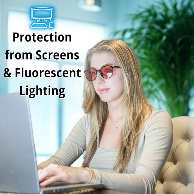 FL-41 Migraine Glasses for Light Sensitivity/Photophobia–Indoor/Outdoor Transitional Lens–Tortoise Frame
