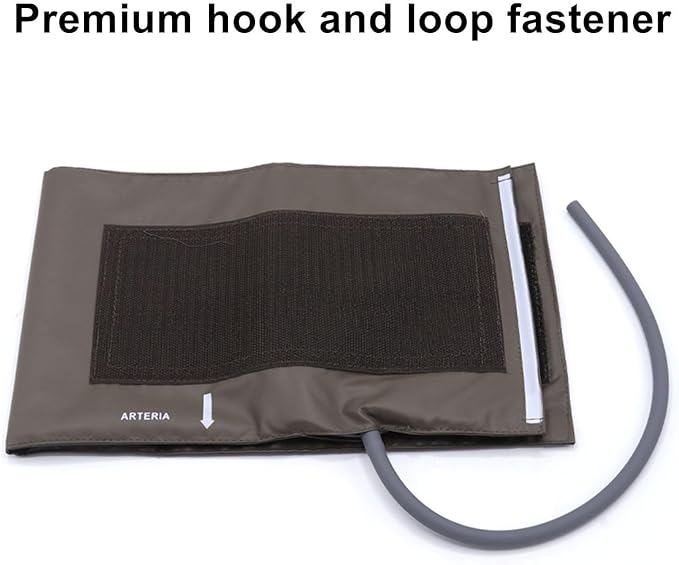NIBP Cuff with BP12 Connector for Large Adult, 34-43 cm Single Tube Reusable PU Brown Replacement Blood Pressure Cuff with Inner TPU Airbag