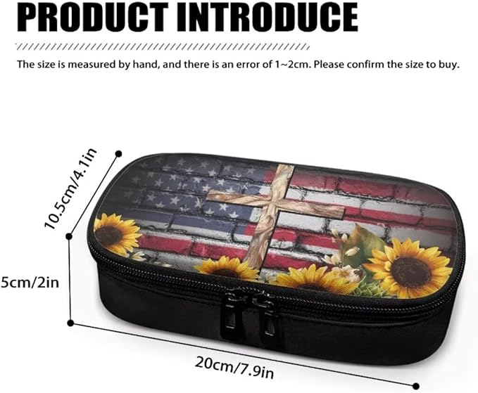 USA Flag Cross Diabetic Supplies Carrying Bag Insulin Travel Storage Case with Side Handle Insulin Pens Cooler Travel Bag for Medication Vials and Diabetes Testing Kit