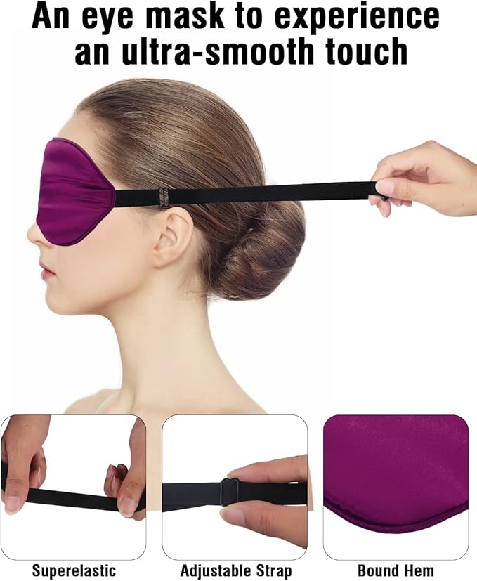 Silk Sleep Mask 6 Pack - Soft, Breathable, Reduces Puffy