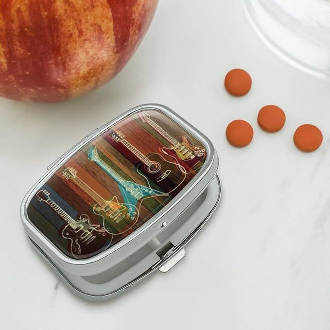 Graphics & More Electric Acoustic Rock and Roll Wood Paneling Rectangle Pill Case Trinket Gift Box