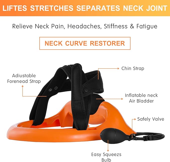 ECOGUN Posture Neck Exercising Cervical Spine Hydrator Pump, Relief for Stiffness, Relieves Neck Pain, Curve Restorer Orange