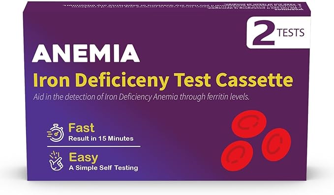 Iron Deficiency Test Kit [2 Tests] – Ferritin Anemia Home Test Kit for Iron Level Detection in 15 Minutes – Convenient Home Test for Adults & Children