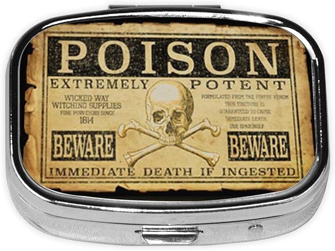 Metal 2 Compartment Pill Organizer Travel Friendly Portable Compact Pill Box Cute Pill Case, for Pocket Wallets Daily Portable Medicine Vitamin Tablet Storage (Extremely Potent)
