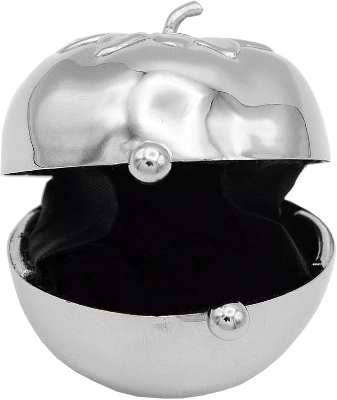 Silver Tomato Shaped Pocket Purse Portable Travel Pill Box & Medicine Organizer (1 Large Compartment)