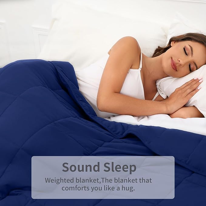 Weighted Blanket 41''x60''x7lbs Weighted Blankets NavyBlue heavey Blanket for Sleeping is Comfortable and Cozy