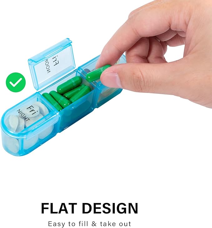 Daviky Pill Organizer 3 Times a Day, Weekly Pill Box 7 Day, Daily Medicine Organizer Case to Hold Vitamins and Medication