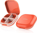 Daily Pill Organizer 4 Compartments, Small Pill Box Portable Travel Pill Case, Mini Pill Container for Purse Pocket, Compact Travel Medicine Organizer for Vitamin, Cod Liver Oil, Supplement (Pink)