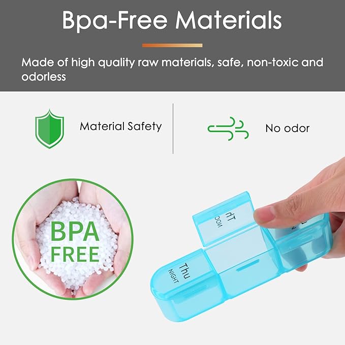 greencycle Weekly Pill Organizer 3 Times a Day,7 Day Pill Box Small Compartments, Portable Daily Medicine Planner Dispenser Case, Home & Travel Pill Container for Vitamins, Fish Oil and Supplements