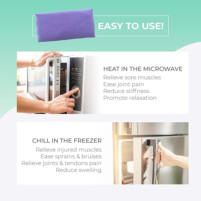 My Heating Pad for a Better Comfort - Moist Microwavable Heating Pads for Joint Pain and Sore Muscles - Microwave Hot Pack Heat Pad for Cramps - Chilled or Heated Pad Therapy Pillow - 2 Packs Purple