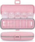 Naturetouch Pill Organizer, 7 Compartments Pill Box Portable Travel Medicine Organizer for Purse or Pocket 7 Day Pill Dispenser Storage Case with Lock for Vitamin Medication Fish Oil Supplements Pink