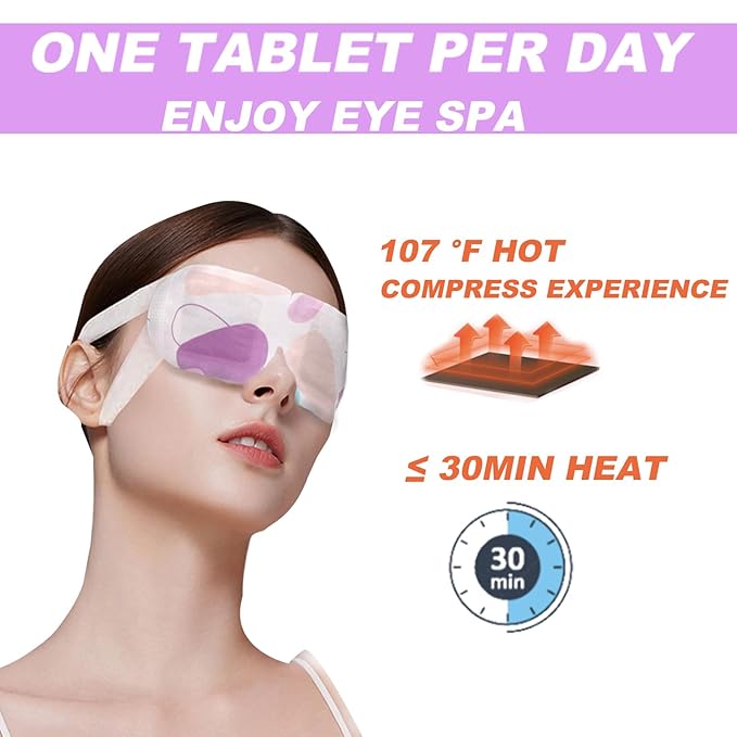 50 Packs Steam Eye Mask for Dry Eyes, Self Heated Warm Compress, Lavender Scented, Hypoallergenic, Nonwoven Fabric, Sleep Mask
