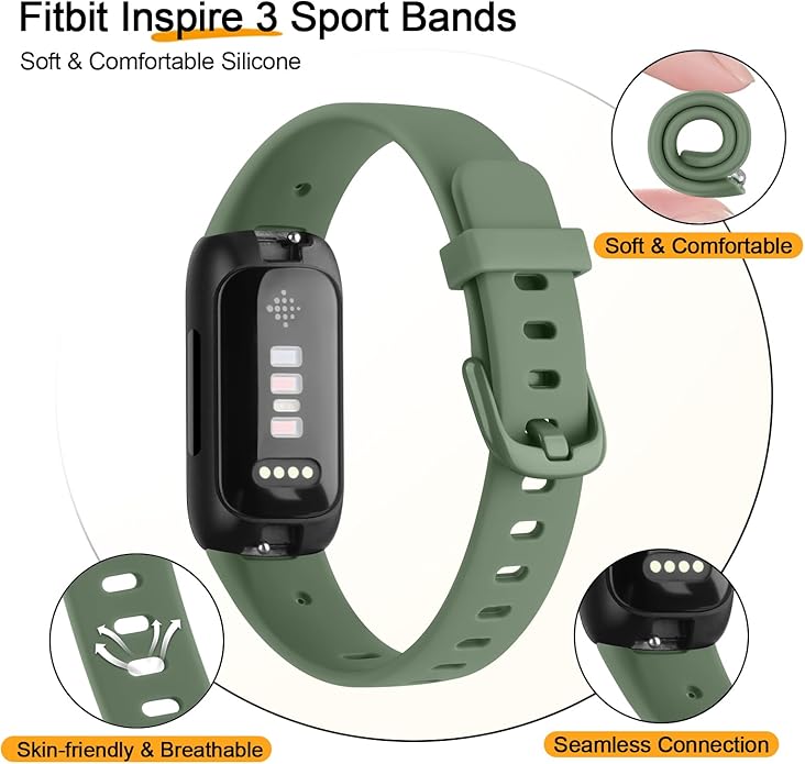3 Pack Silicone Bands Compatible with Fitbit Inspire 3 Bands for Women Men, Adjustable Replacement Sport Wristbands Straps for Fitbit Inspire 3 Fitness Tracker