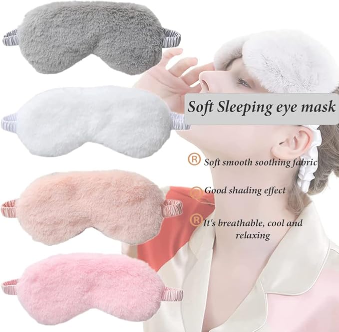 AKOAK 1 Pack Plush Sleep Eye Mask, Soft and Comfortable, Breathable Light Blocking Sleep Protector, Suitable for Adults, Children, Birthday Party Gifts (White)