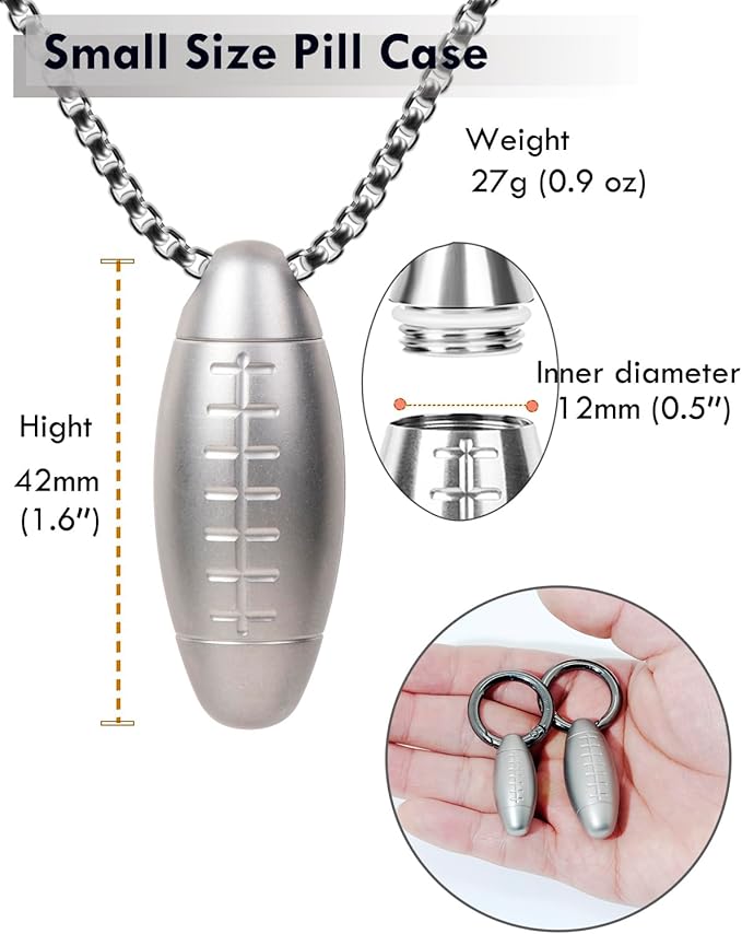Tiny Keychain Pill Holder, Mini Pill Case Pendant, Small Metal Pill Box Micro Pill Container for Travel Purse Pocket (Matte, Small)
