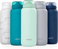 Ello Cooper 32oz Stainless Steel Water Bottle with Straw and Carry Handle, Double Walled and Vacuum Insulated Metal, Leak Proof Locking Lid with Soft Silicone Spout, Reusable, BPA Free, Yucca