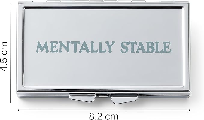 Cute Pill Organizer – Small Metal Travel Case for Vitamins & Supplements in Mentally Stable