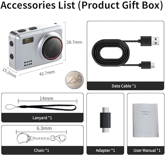 Retro Mini Digital Camera 1080P HD Video Recorder，Portable Keychain Video Camera with 32GB Card,and 0.96”IPS Screen,Ultra-Portable Tiny Camera for Travel Photography/Vlog/Night Shots (Gold)
