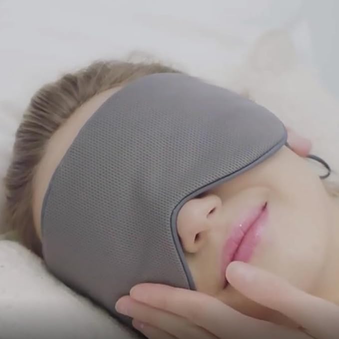 Xeahung Adjustable Sleep Mask Cotton Comfortable Eye Mask for Sleeping Women Soft Eye Covers for Sleeping Men Eye Shade Sleep Mask Light Blocking Mask 1 Pack (Pink&Gray)
