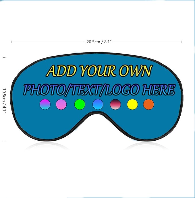Personalized Eye Mask, Custom Eyeshade Blindfold Add Your Design Image Text Customized Eye Cover with Adjustable Strap for Sleeping Travel Work Naps Blocks Light, Ultramarine