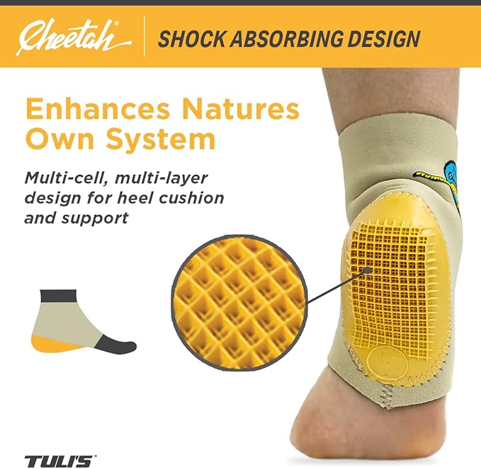 Tuli's Cheetah Heel Cup with Compression Sleeve for Sever’s Disease and Heel Pain for Gymnasts and Dancers, X-Small, 1 Pair