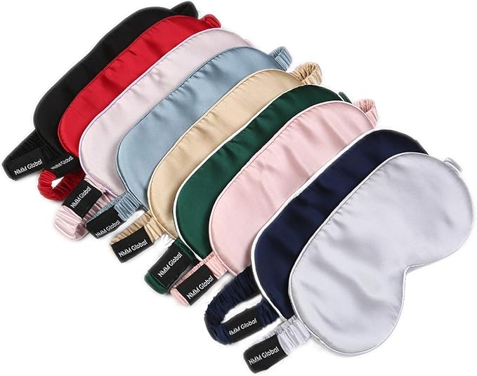 Mulberry Natural Silk Sleep Mask for Women & Men with Elastic Strap, Super Soft Sleeping Eye Mask, Size M, (Champagne)