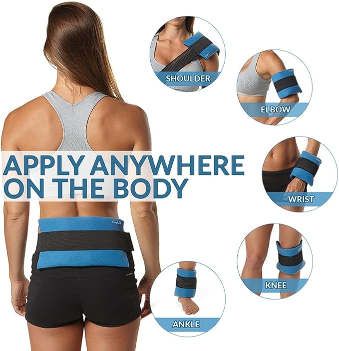 ComfiLife Ice Packs for Injuries (3 Piece Set) – Reusable Hot and Cold Pack with Wrap – Soft Gel Ice Packs for Back, Shoulder, Hip, Knee, Elbow, Joint Pain Relief – Heat & Cold Therapy (Medium)