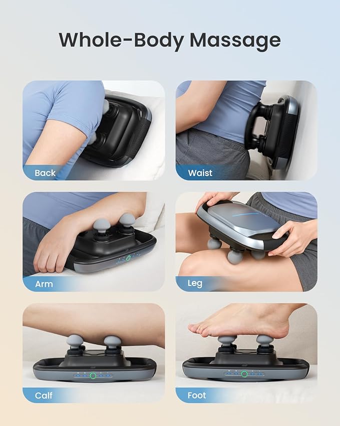 RENPHO Massage Gun Deep Tissue, Handheld Neck Massager with Replaceable 4-Head and Plate, Muscle Percussion Massage Tool for Neck, Back, Back Massager for Women Men, Quad, HSA Approved