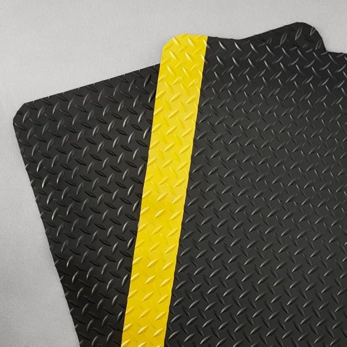 Consolidated Plastics Anti-Fatigue Heavy Duty Diamond Plate Floor Mat, Commercial Grade Standing Support for Leg & Back Pain, Thick Sponge Base/Solid Vinyl Top Made in USA (7/8" Black, 3' x 5')