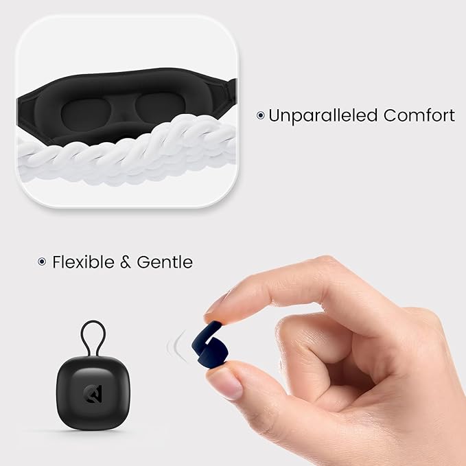 Audree Ear Plugs and Eye Mask for Sleeping - Noise Reduction Earplugs with Reusable Soft Silicone | 100% Light Blocking Sleep Mask for Light Sleeper, Noise Sensitivity Situation, Blue + Black