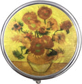 Round Medicine Box Portable Mini Metal Pill Case 2 inches Travel Little Pill Dispenser for Purse