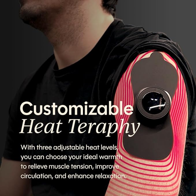 Wearable Relief Pad - Drug-Free Pain Relief with Heat & Vibration, 3 Heat Levels, 6 Massage Modes - Portable & Discreet for On-The-Go Use with Remote Control
