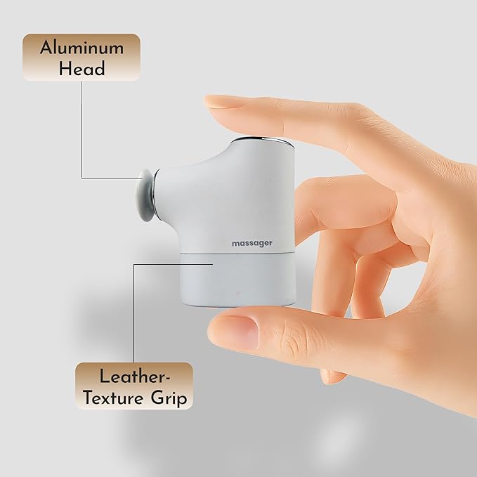 Mini Massage Gun Pro – Portable Deep Tissue Percussion Massager with Smart Pressure Sensor, Quiet Motor, Muscle Relaxation for Neck, Back & Legs, USB-C Rechargeable, White Color,with Lanyard