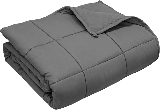 Weighted Blanket for Adults (10 lbs, 48" × 72", Grey) Twin Full Size Heavy Blanket for 90-110lbs, Breathable Weighted Throw Blanket with Glass Beads for All Season, Washable