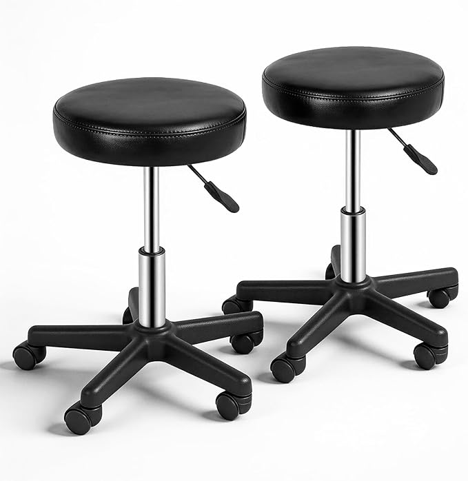 ZENY Adjustable Swivel Stool Chair Hydraulic Rolling Stool for Beauty Salon Massage Spa Medical Tattoo Drafting with PU Leather Cushion(Black - 2 Pack)