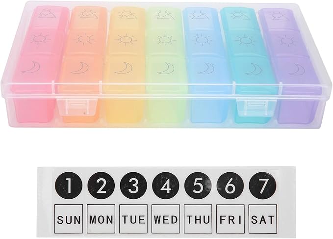 2pcs 21 Slot, Weekly Travel Organizer Portable 3 Times a Day Dispenser Pills Storage Container Case Tablet Box Dispenser Case Planner