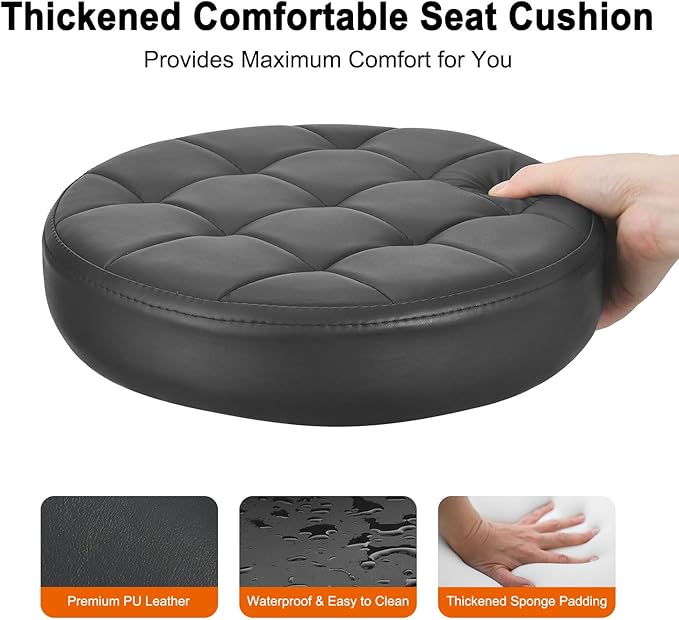 JOSTZHXIN Rolling Stool PU Leather Swivel Stools Height Adjustable, Drafting Work SPA Task Chair with Wheels, Home Office Salon Stool Chair (Style 4)