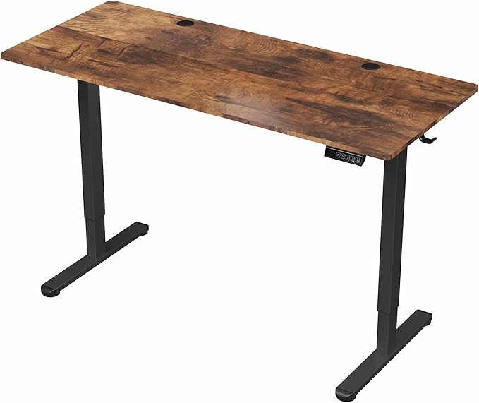 VIVO Electric 55 x 24 in Standing Desk, Memory Height Adjustment, Rustic Vintage Brown Top Black Frame, DESK-E155TN