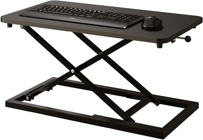Decoholic Single 24 inch Scissors Lift Keyboard and Mouse Riser, Height Adjustable Standing Desk Converter for Ergonomic Sit Stand Workstations，suitable to hold large/small items (24inch, Black)